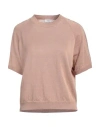 Peserico Woman Sweater Camel Size 12 Linen, Cotton, Metallic Fiber In Beige