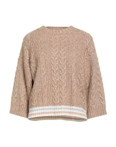 Peserico Woman Sweater Camel Size 14 Virgin Wool, Viscose, Silk, Cashmere, Metallic Fiber In Neutral