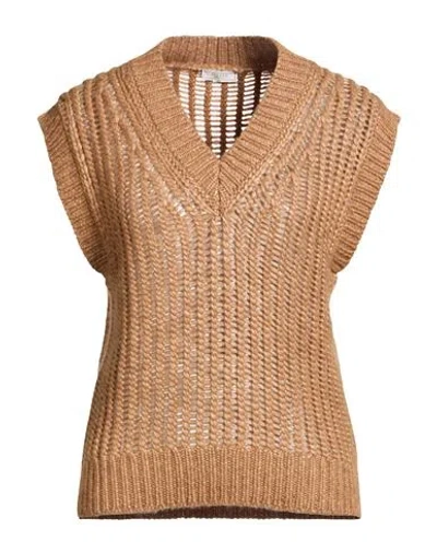 Peserico Woman Sweater Camel Size 2 Wool, Polyamide, Alpaca Wool, Cashmere, Silk In Multi