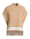 Peserico Woman Sweater Camel Size 4 Virgin Wool, Silk, Cashmere, Viscose, Metallic Fiber In Brown