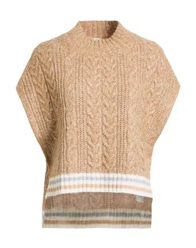Peserico Woman Sweater Camel Size 4 Virgin Wool, Silk, Cashmere, Viscose, Metallic Fiber In Brown