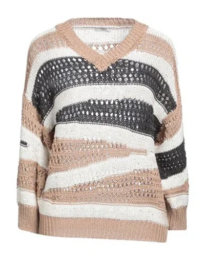 Peserico Woman Sweater Camel Size 6 Cotton In Beige