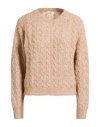 Peserico Woman Sweater Camel Size 6 Virgin Wool, Alpaca Wool, Polyamide, Silk, Wool In Yellow