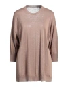 Peserico Woman Sweater Camel Size 8 Linen, Cotton In Beige