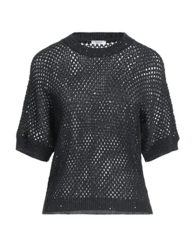Peserico Woman Sweater Charcoal Size 8 Cotton, Polyester In Grey