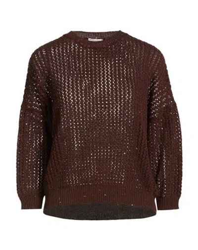 Peserico Woman Sweater Chocolate Brown Size 6 Cotton, Polyester