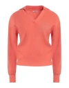 Peserico Woman Sweater Coral Size 2 Virgin Wool, Silk, Cashmere, Metallic Fiber In Red