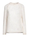 Peserico Woman Sweater Cream Size 12 Viscose, Polyester, Alpaca Wool, Polyamide, Virgin Wool In White