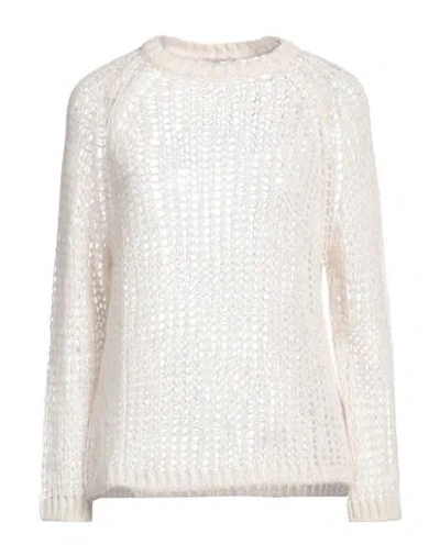 Peserico Woman Sweater Cream Size 12 Viscose, Polyester, Alpaca Wool, Polyamide, Virgin Wool In White