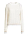 Peserico Woman Sweater Cream Size 6 Virgin Wool, Viscose, Silk, Metallic Fiber, Cashmere In White