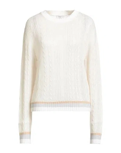 Peserico Woman Sweater Cream Size 6 Virgin Wool, Viscose, Silk, Metallic Fiber, Cashmere In White