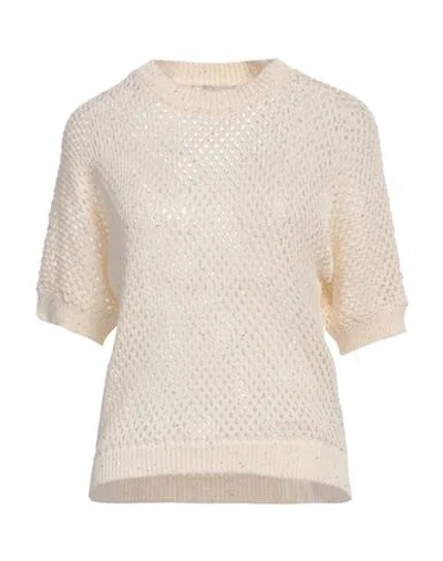 Peserico Woman Sweater Cream Size 8 Cotton, Polyester In White