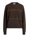 Peserico Woman Sweater Dark Brown Size 6 Virgin Wool, Silk, Cashmere, Viscose In Brown
