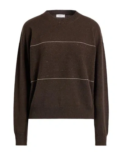 Peserico Woman Sweater Dark Brown Size 6 Virgin Wool, Silk, Cashmere, Viscose