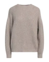 Peserico Woman Sweater Taupe Size 8 Baby Alpaca Wool, Nylon, Virgin Wool In Grey