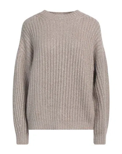 Peserico Woman Sweater Taupe Size 8 Baby Alpaca Wool, Nylon, Virgin Wool In Grey