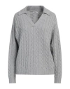 Peserico Woman Sweater Grey Size 14 Virgin Wool, Silk, Viscose, Cashmere, Polyester In Grey
