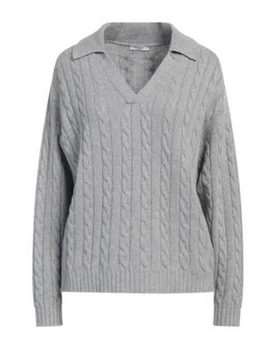 Peserico Woman Sweater Grey Size 14 Virgin Wool, Silk, Viscose, Cashmere, Polyester