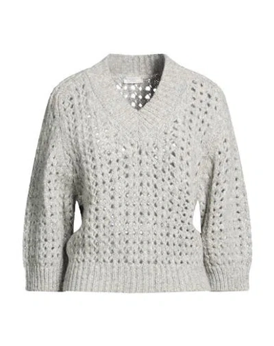 Peserico Woman Sweater Grey Size 4 Alpaca Wool, Virgin Wool, Polyamide, Viscose, Metallic Fiber In Gray