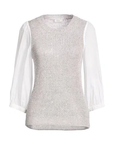 Peserico Woman Sweater Grey Size 6 Linen, Polyamide, Cotton In Gray