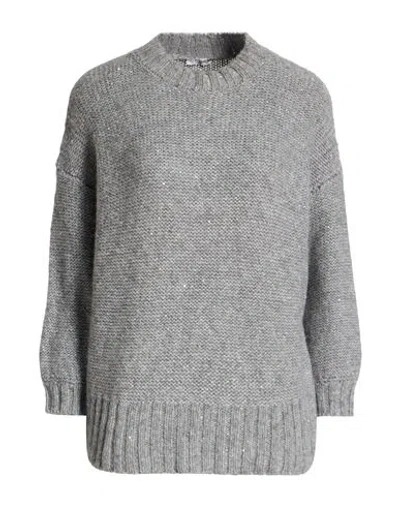Peserico Woman Sweater Grey Size 6 Polyester, Alpaca Wool, Nylon, Merino Wool In Gray