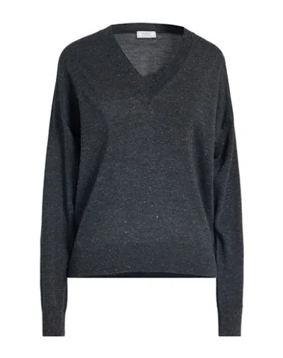 Peserico Woman Sweater Grey Size 6 Virgin Wool, Viscose, Polyester In Black