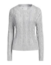 Peserico Easy Woman Sweater Grey Size 6 Viscose, Polyester, Cotton, Metallic Fiber In Grey