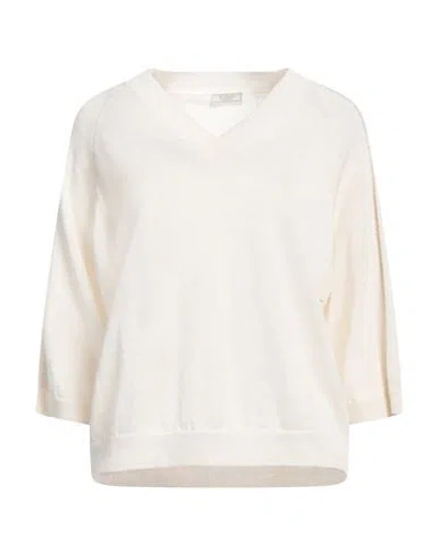 Peserico Woman Sweater Ivory Size 14 Linen, Cotton, Metallic Fiber In White