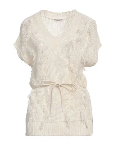 Peserico Woman Sweater Ivory Size 14 Linen, Cotton In White