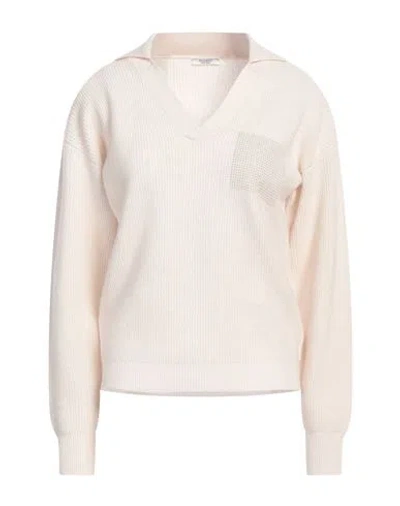 Peserico Woman Sweater Ivory Size 2 Virgin Wool, Silk, Cashmere, Metallic Fiber