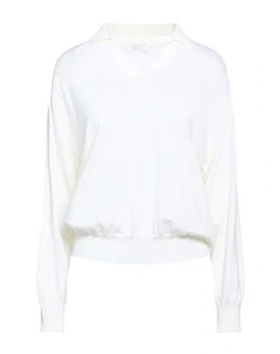 Peserico Woman Sweater Ivory Size 6 Virgin Wool In White