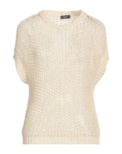 Peserico Woman Sweater Ivory Size 8 Cotton In White
