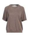 Peserico Woman Sweater Khaki Size 12 Linen, Cotton, Metallic Fiber In Beige