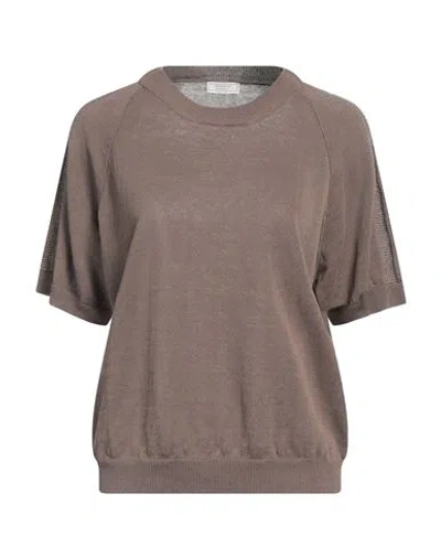 Peserico Woman Sweater Khaki Size 12 Linen, Cotton, Metallic Fiber In Beige