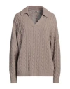 Peserico Woman Sweater Khaki Size 14 Virgin Wool, Silk, Viscose, Cashmere, Polyester In Beige