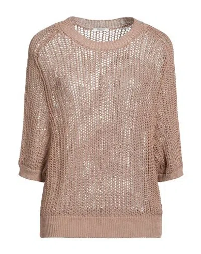 Peserico Woman Sweater Light Brown Size 12 Cotton, Polyester In Beige