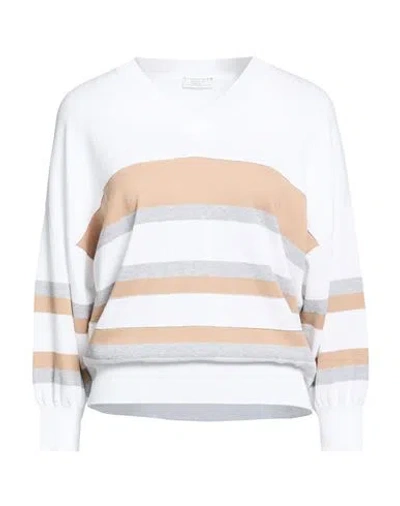 Peserico Woman Sweater Light Brown Size 14 Cotton In White