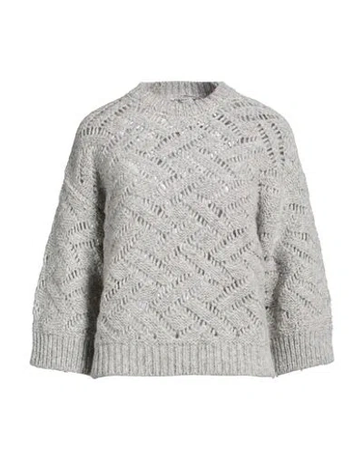 Peserico Woman Sweater Light Grey Size 6 Alpaca Wool, Virgin Wool, Polyamide, Viscose, Metallic Fibe In Gray
