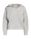 Peserico Woman Sweater Light Grey Size 6 Baby Alpaca Wool, Nylon, Virgin Wool, Polyester In Grey