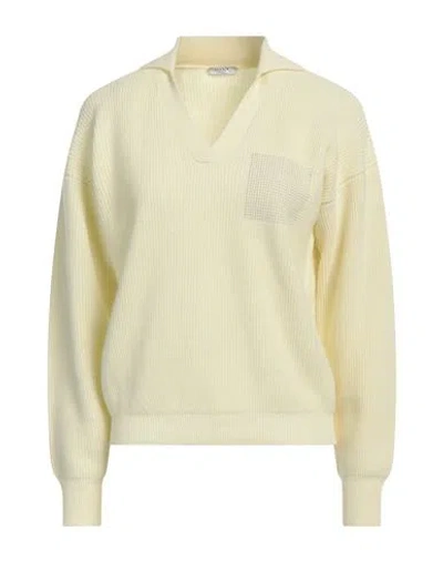 Peserico Woman Sweater Pastel Yellow Size 8 Virgin Wool, Silk, Cashmere, Metallic Fiber