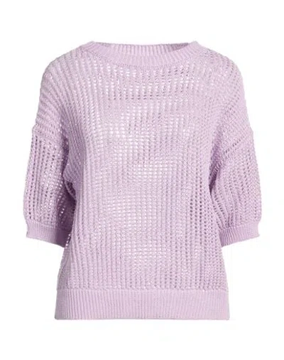 Peserico Woman Sweater Lilac Size 4 Cotton, Polyester In Purple
