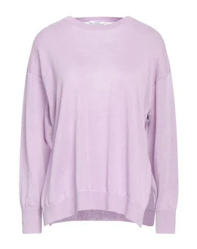 Peserico Woman Sweater Lilac Size 12 Linen, Cotton In Purple