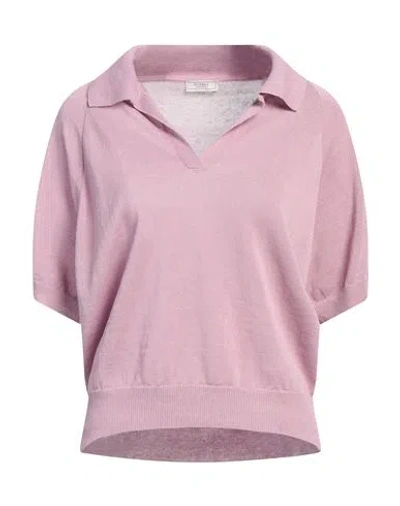 Peserico Woman Sweater Mauve Size 8 Linen, Cotton, Metallic Fiber In Purple