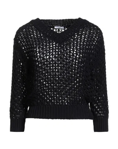 Peserico Woman Sweater Midnight Blue Size 2 Cotton, Polyester In Black