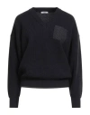 Peserico Woman Sweater Midnight Blue Size 2 Virgin Wool, Silk, Cashmere, Metallic Fiber