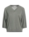 Peserico Woman Sweater Military Green Size 14 Linen, Cotton, Metallic Fiber In Green
