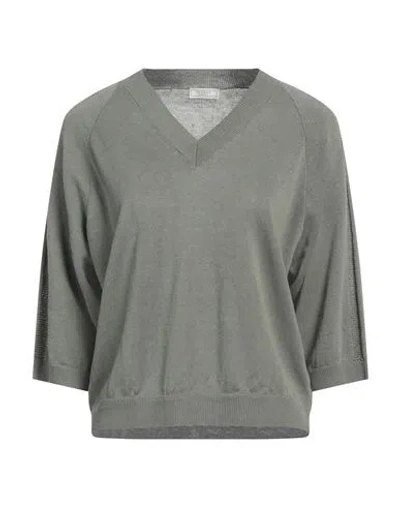 Peserico Woman Sweater Military Green Size 14 Linen, Cotton, Metallic Fiber
