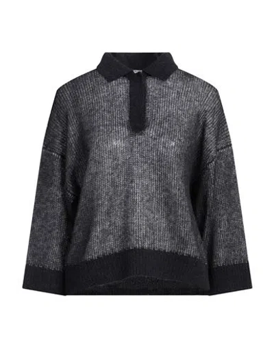 Peserico Woman Sweater Navy Size 8 Baby Alpaca Wool, Nylon, Virgin Wool In Navy Blue