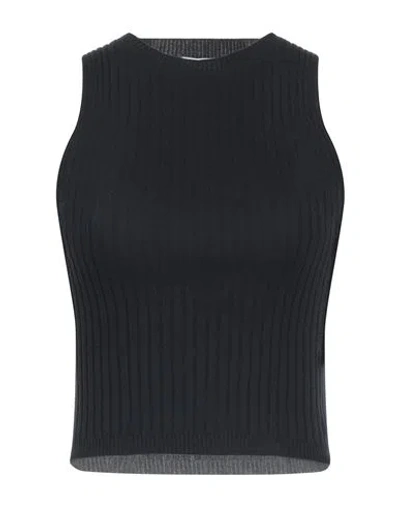 Peserico Woman Sweater Navy Blue Size 6 Cotton In Black