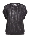 Peserico Woman Sweater Navy Size 12 Cotton, Polyester In Black